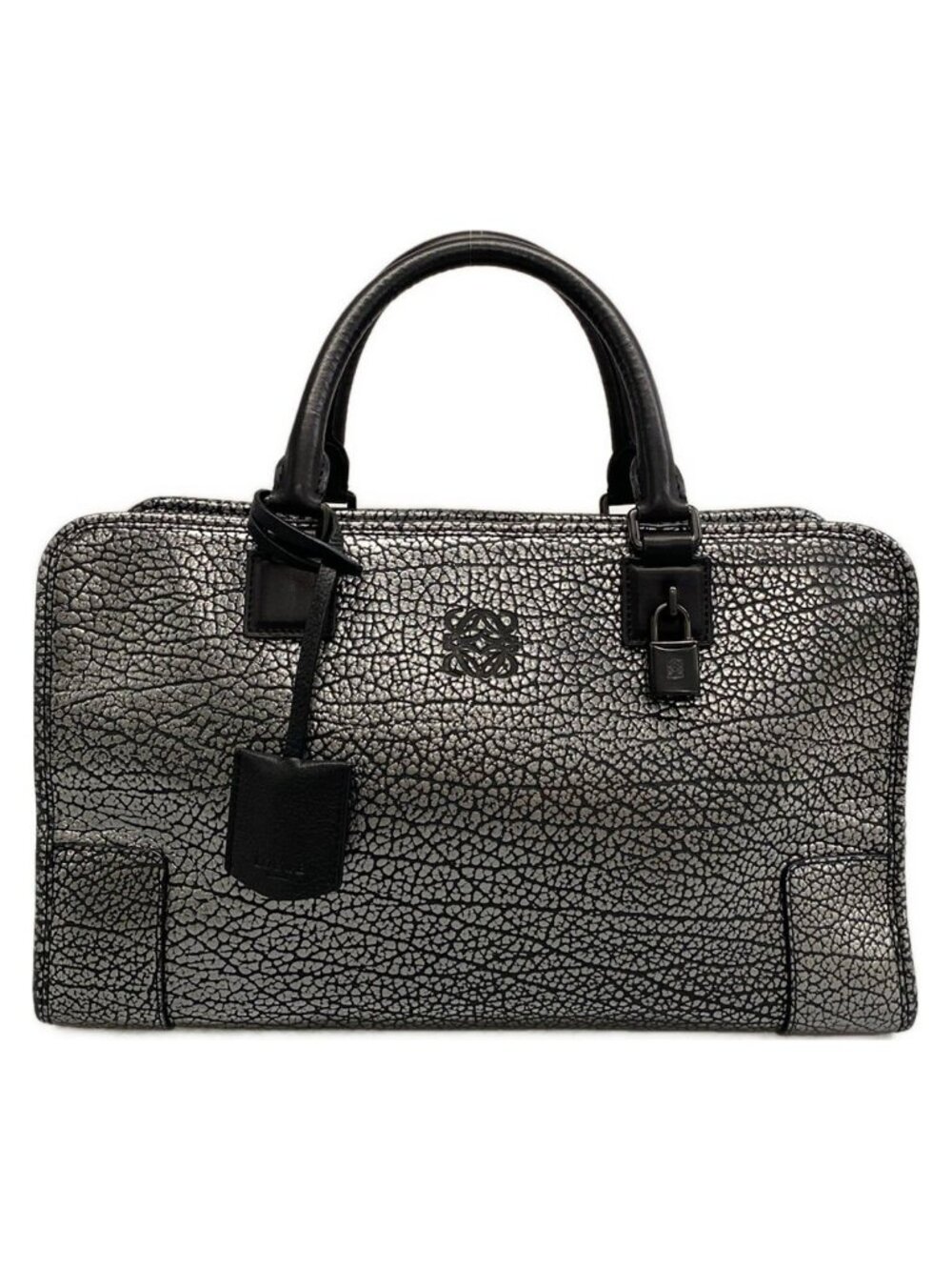 Loewe Handbag Amazona 36 Silver Black Leather